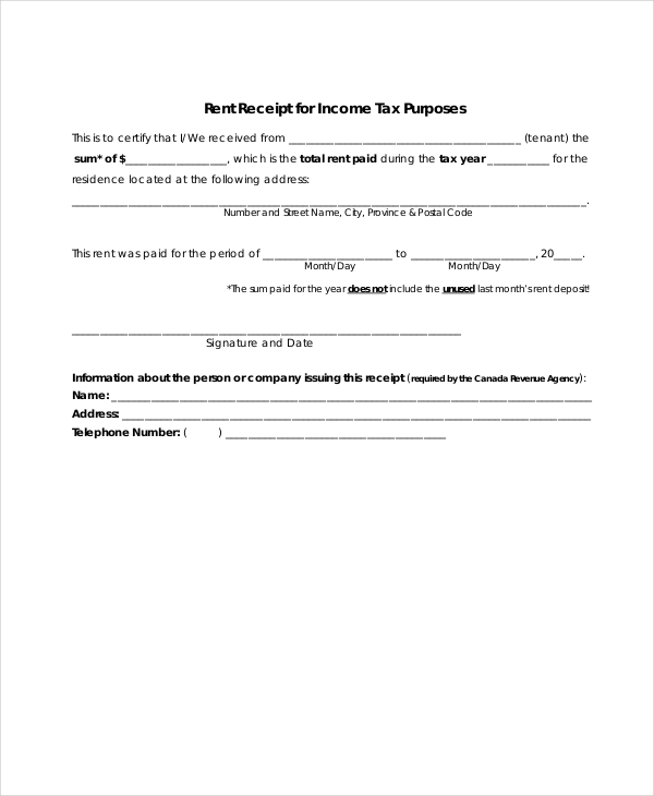 10 landlord rent receipt templates pdf