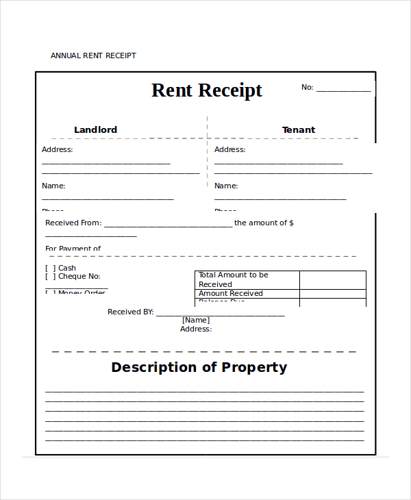 Rent Receipt Template 20 Free Word PDF Documents Download