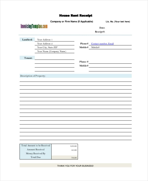 9 landlord rent receipt templates pdf free premium templates