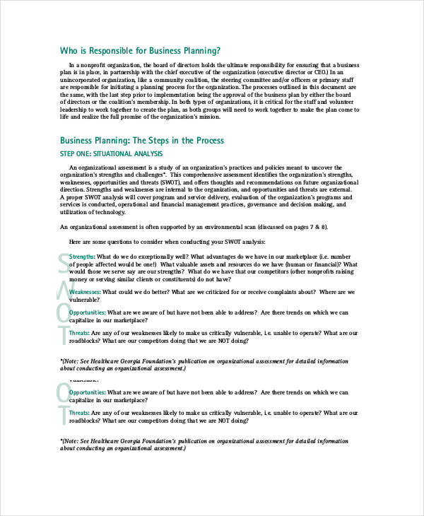 nonprofit business plan development template