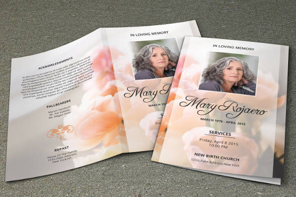 Funeral Program Template 23 Free Word PDF PSD Format Download