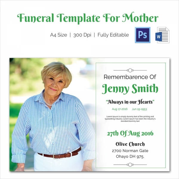 premium funeral template for mother