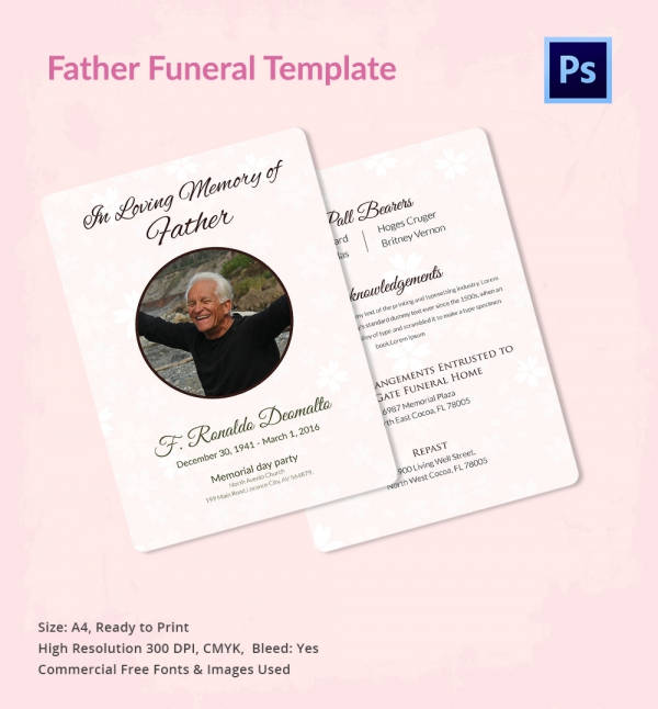 funeral invitation template for father