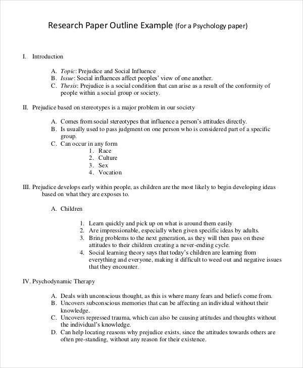 psychology research paper outline template