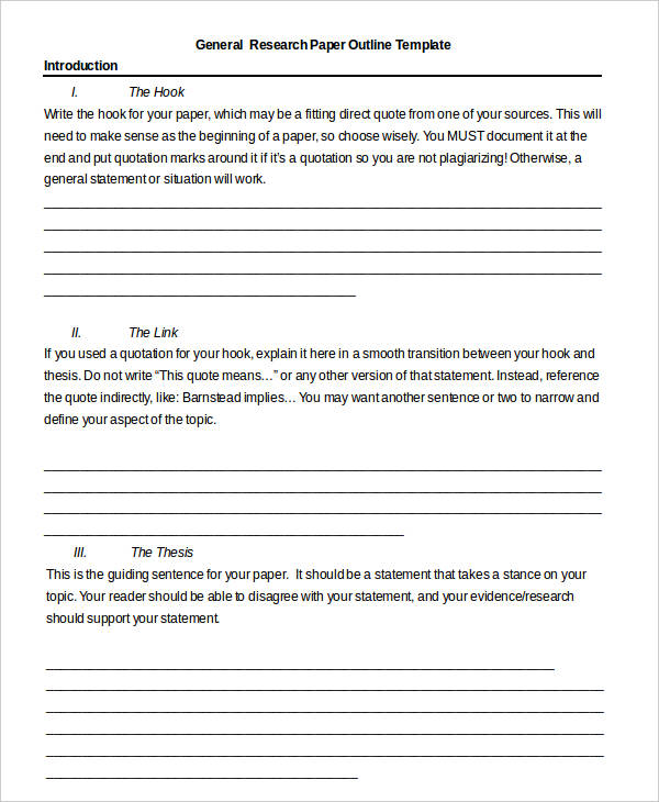 general research paper outline template