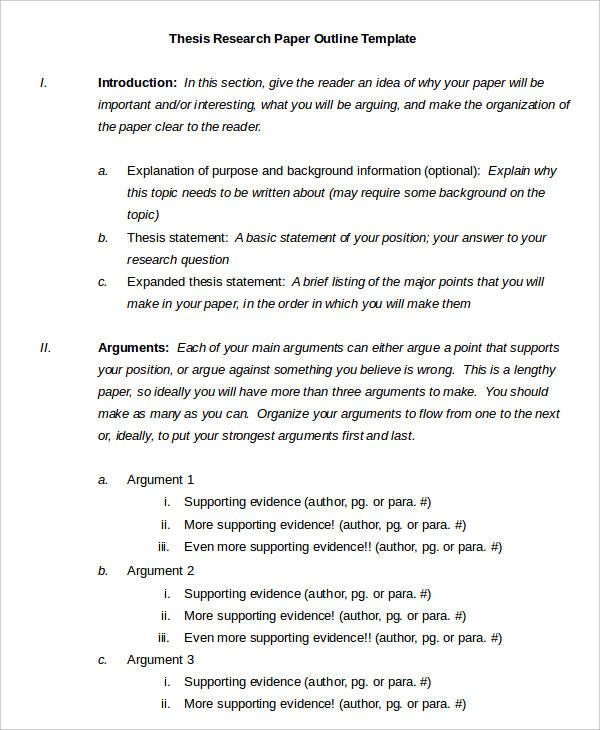 research paper outline template