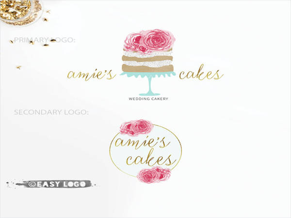 Watercolor Baking Supplies Hand Painted Bakery Logo Design 