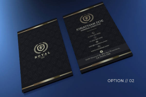 gold and black business card