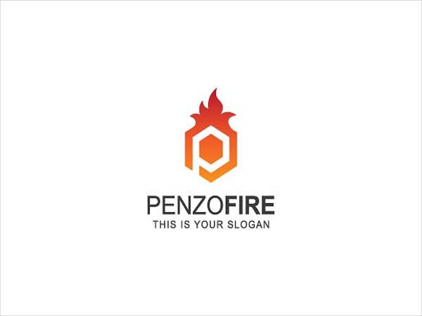 letter p with fire logo