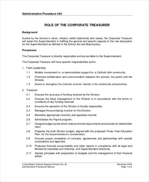 11+ Treasurer Job Description Templates PDF, DOCS