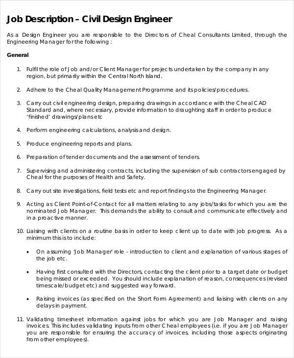 10+ Engineer Job Description Templates PDF, DOC