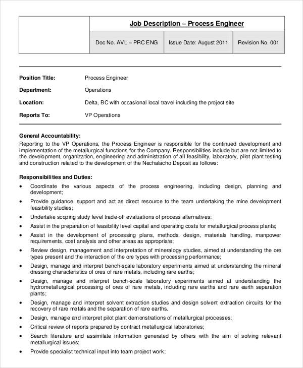 process engineer job description