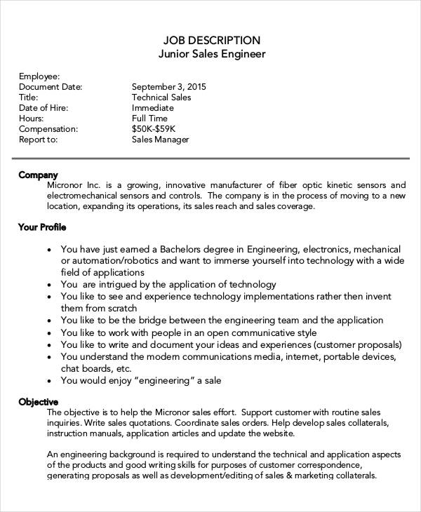 10+ Engineer Job Description Templates - PDF, DOC