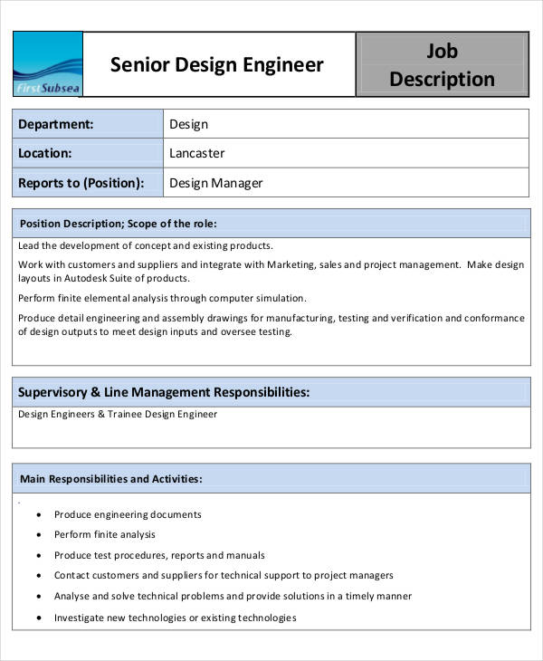 10+ Engineer Job Description Templates PDF, DOC