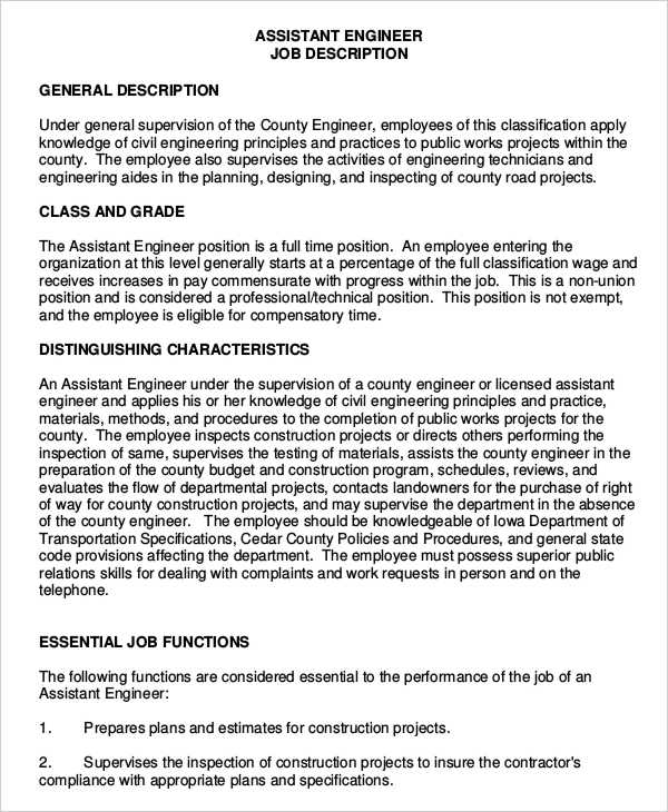 10 Engineer Job Description Templates Pdf Doc