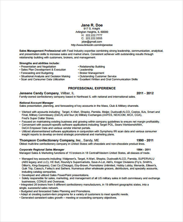 example of account manager resume