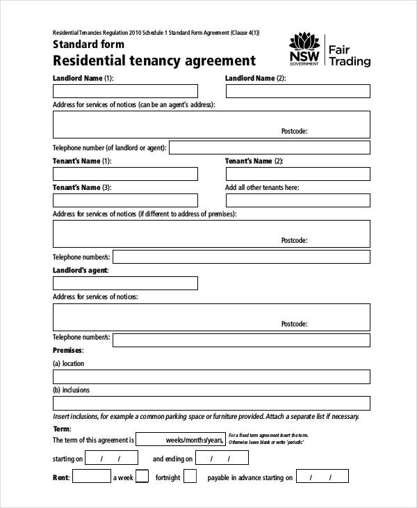 Rent Agreement Form 9 Free Word PDF Documents Download