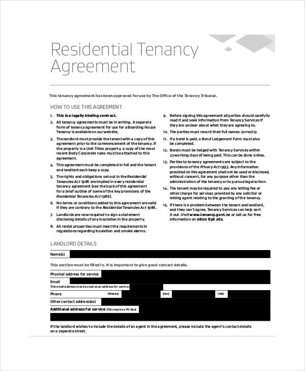 residential tenancy agreement form