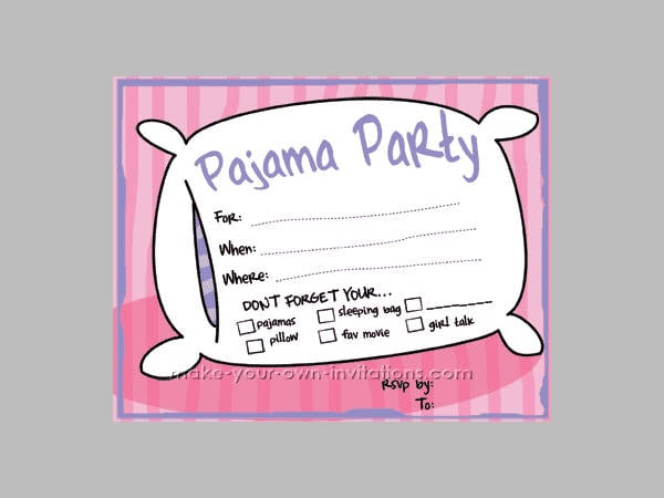 printable slumber party invitations