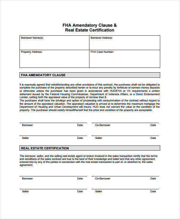 Real Estate Form 15  Free Sample Example Format