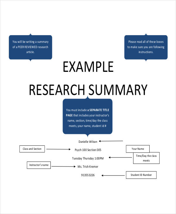 example of research summary paper