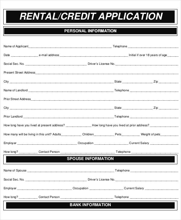 Tenant Application Form 9+ Free Word, PDF Documents Download