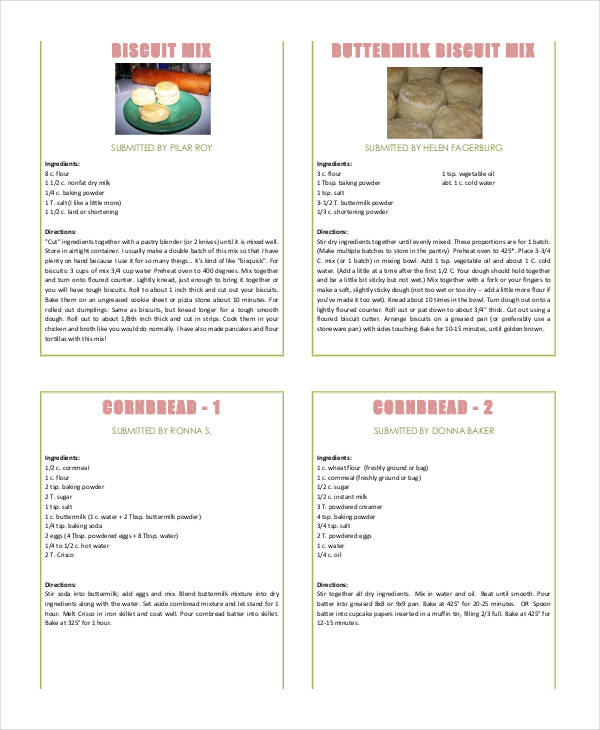 Recipe Book Template –Breakfast