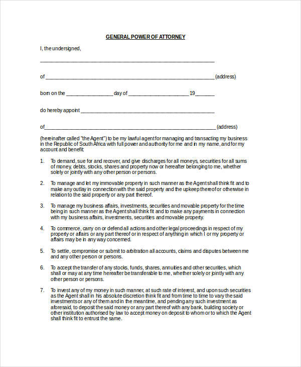 business power of attorney form
 10+ Power of Attorney Forms | Free & Premium Templates