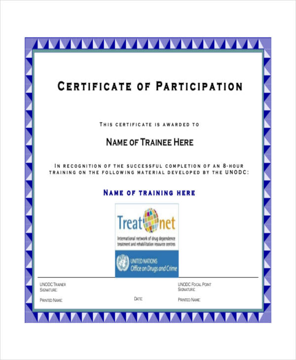 12+ Certificate of Participation Templates Word, PSD, AI, EPS Vector