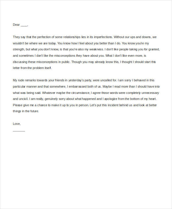 apology letter template for behaviour