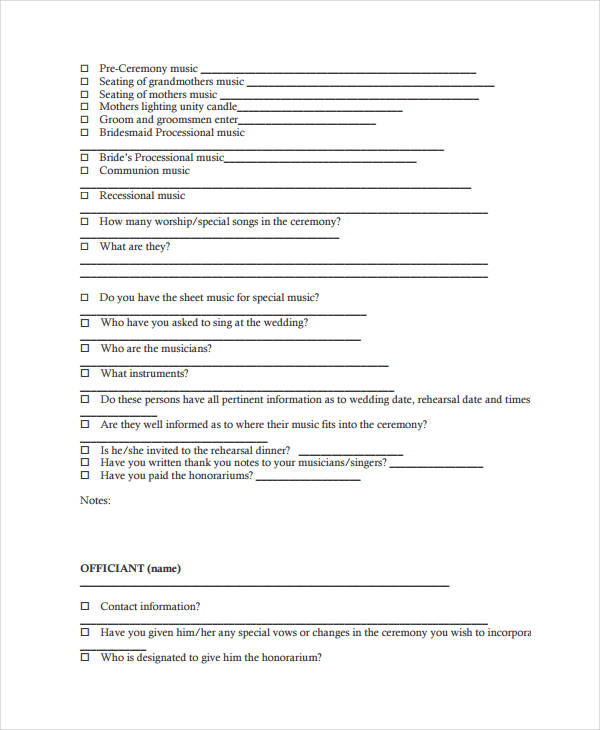 Wedding Day Checklist 11 Free PDF Word Documents Download