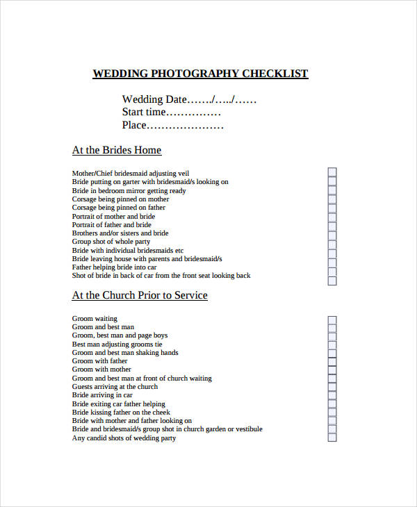 Wedding Day Checklist - 11+ Free PDF, Word Documents Download