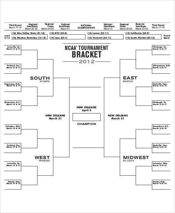 Blank Basketball Brackets Printable Printable World Holiday