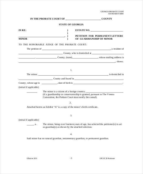 Guardianship Forms 9 Free PDF Word