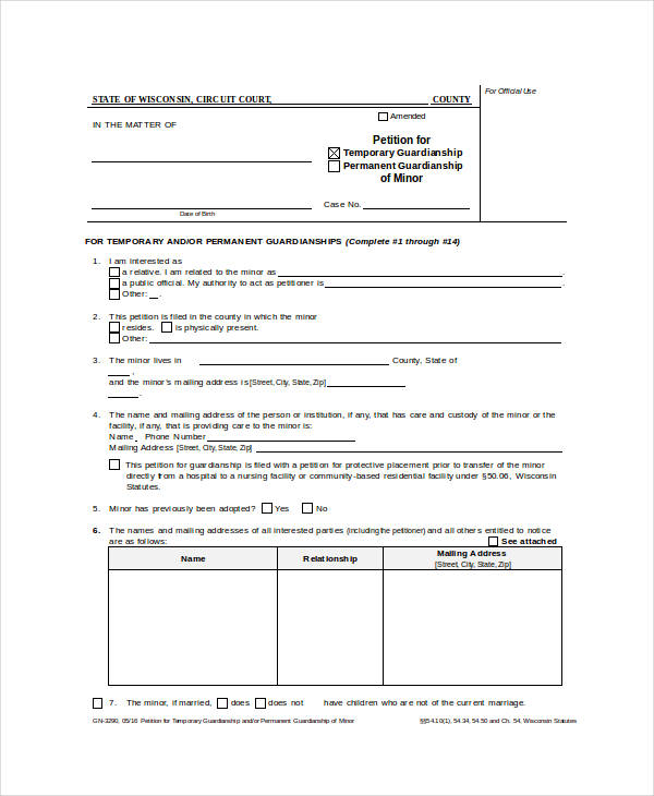 guardianship petition form