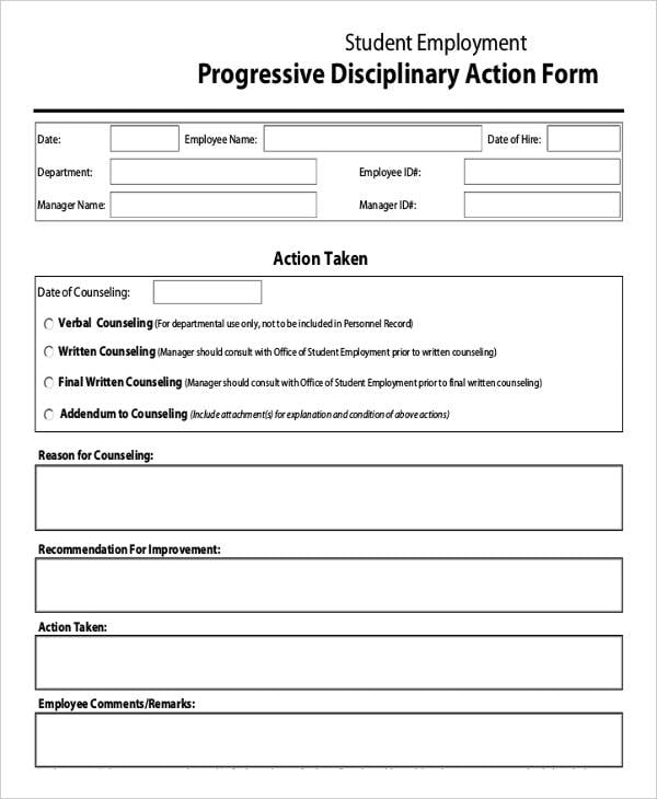 employee progressive discipline form