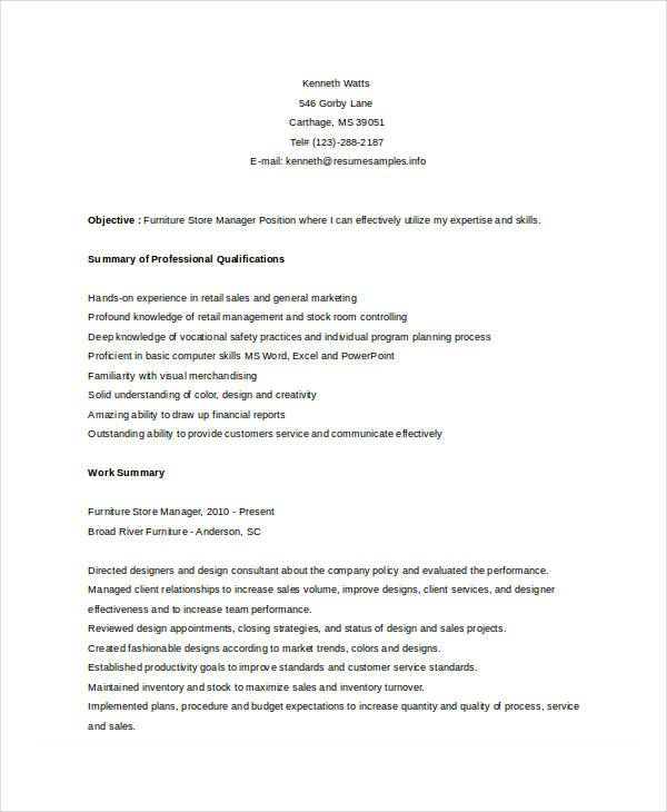 Store Manager Resume - 9+ Free PDF, Word Documents Download | Free