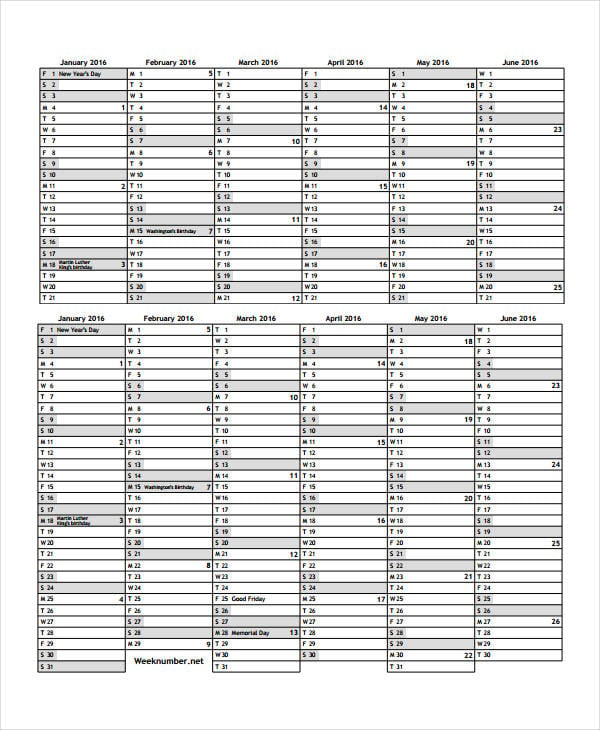 blank weekly calendar sample