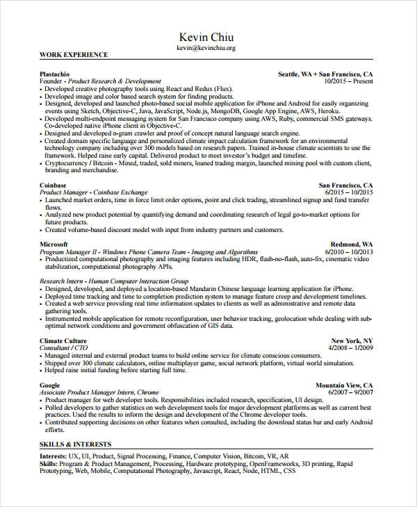 10  product manager resume templates