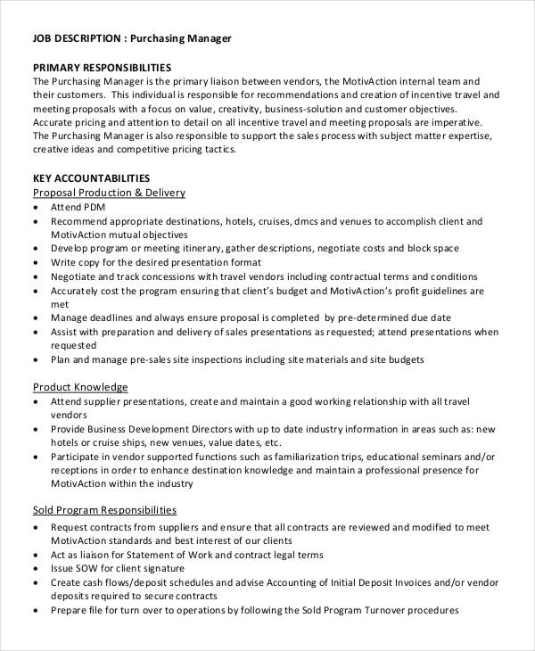 8 Purchasing Manager Job Descriptions In Docs   Purchasing Manager Primary Job Description Template In PDF 