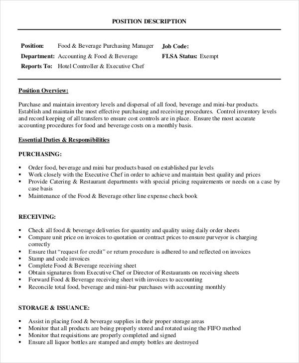 8+ Purchasing Manager Job Descriptions in Docs