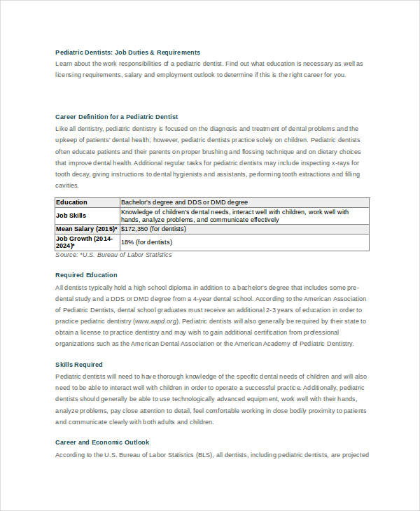 10+ Sample Dentist Job Description Templates PDF, DOC