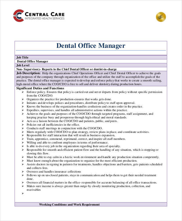 10+ Sample Dentist Job Description Templates PDF, DOC