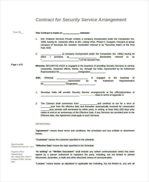 Courier Service Agreement Template