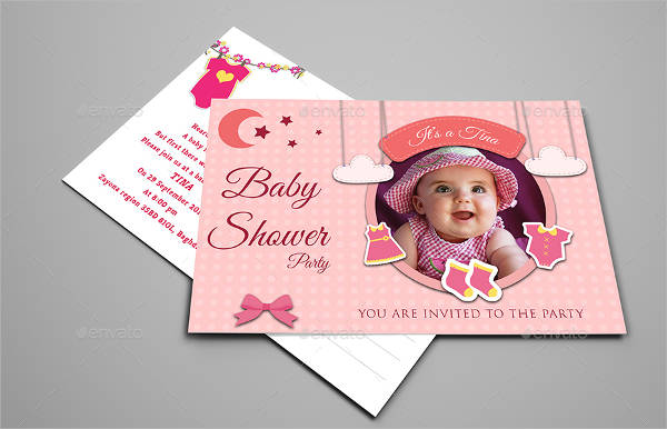 baby shower party postcard template