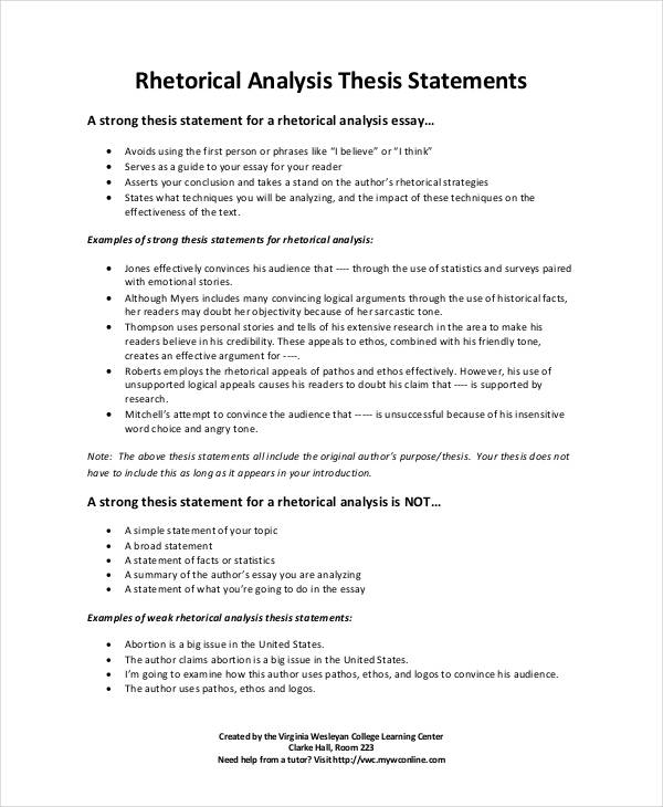 How To Write A Thesis Statement For Rhetorical Analysis