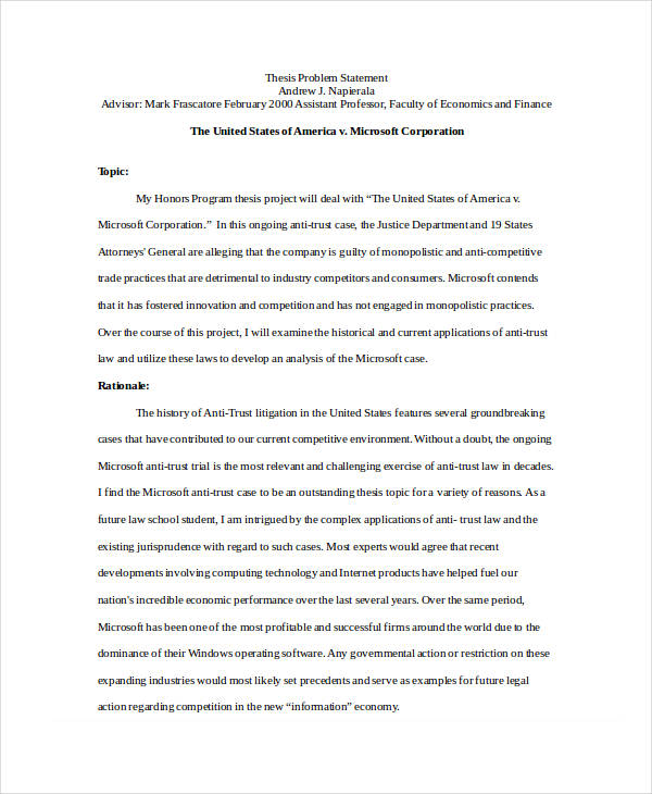 thesis problem statement template