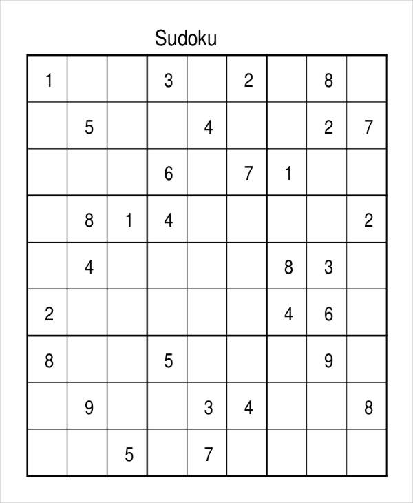 Printable Sudoku Puzzle - 7+ Free PDF Documents Download