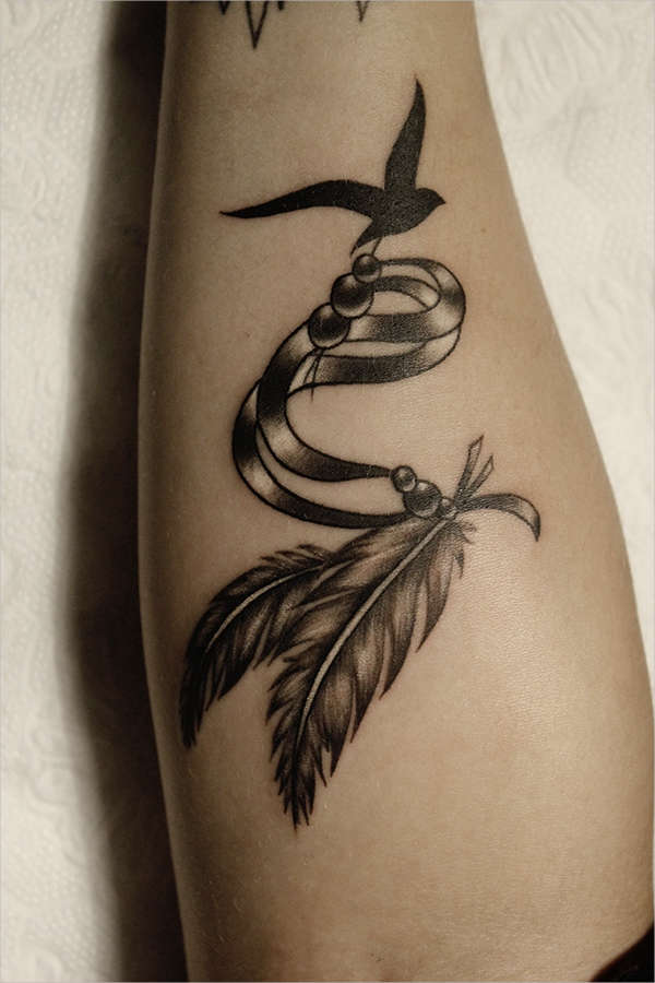 feather art tattoo design