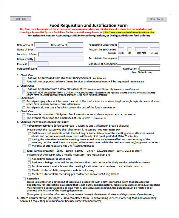 Food Requisition Form.pdf Requisition Form Template - 15+ PDF Documents Download
